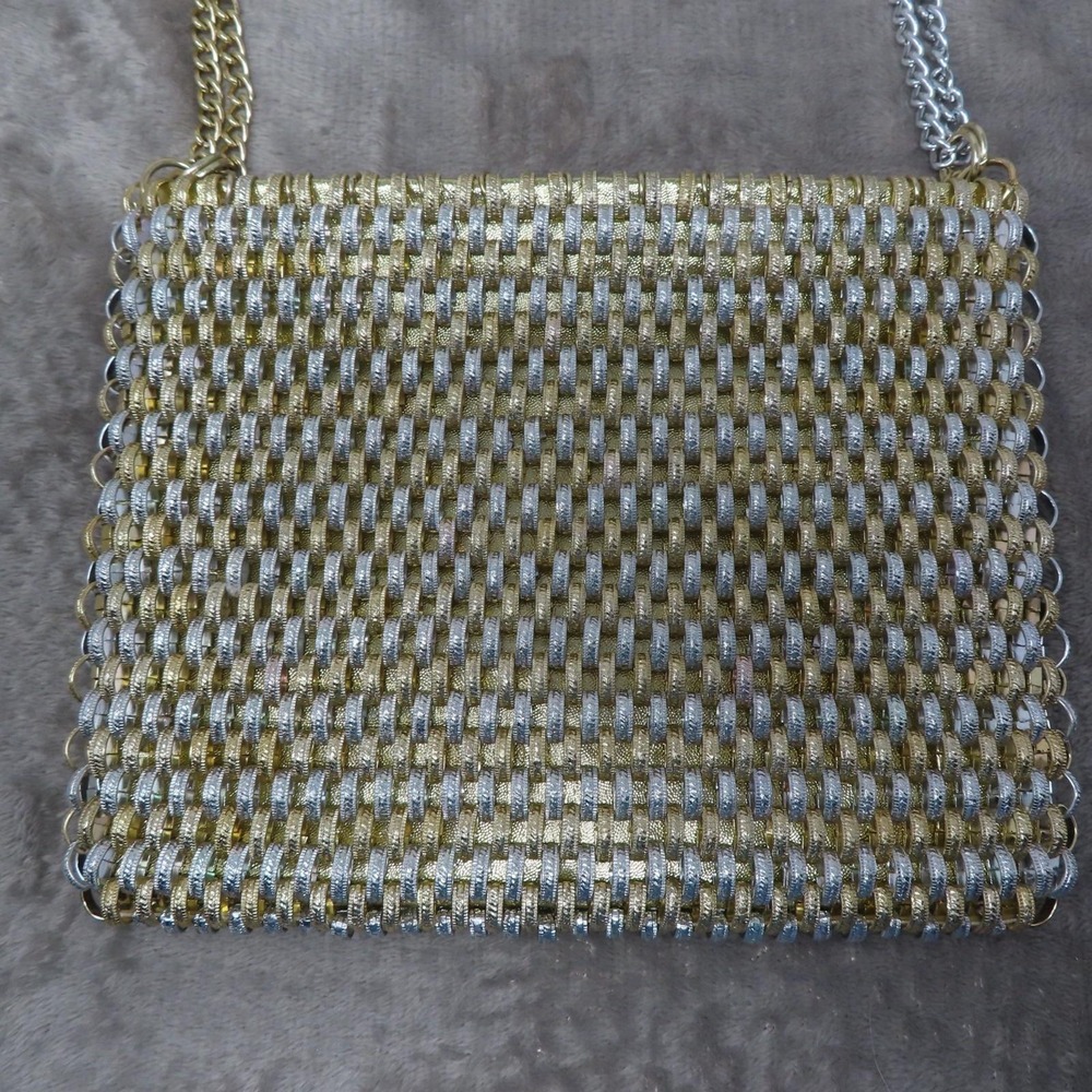 Vintage RARE Walborg Paco Rabanne 1960s Silver Gold Mesh Chain Link Purse Bag‎ - Picture 3 of 12